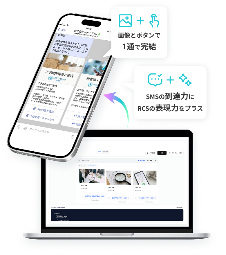 画像とボタンで1通で完結 SMSの到達力にRCSの表現力をプラス